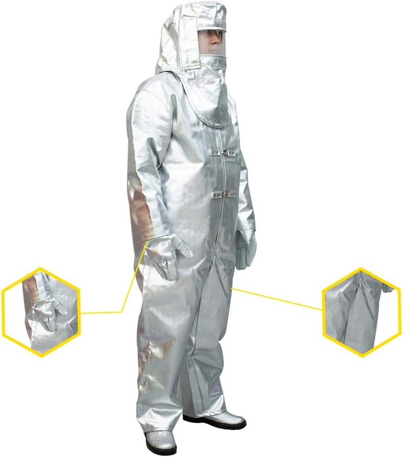 cheekyglo Heat Resistant Insulation Suit Anti Thermal Radiation Suit 10001200 degree Fireproof flameproof Composite Aluminium Foil Aramid Cloth Firefighter Uniform(XXL)XXL - Image 1