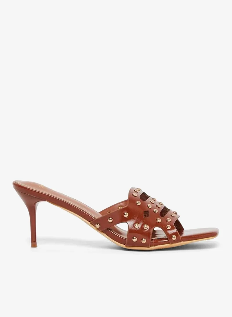 Styli Tan Studded High Heel Sandals