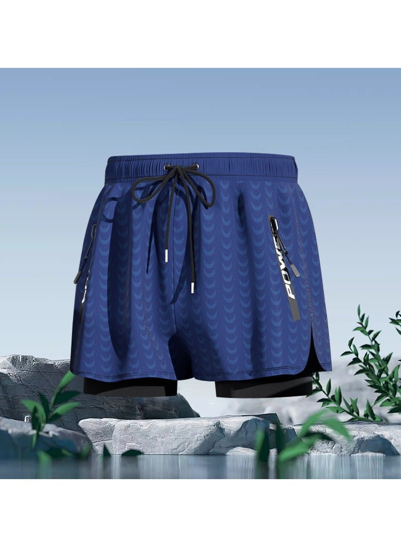 KUYING New High Waisted Flat Angle Swimming Trunks