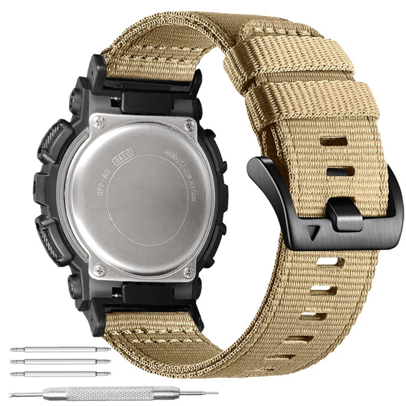 Abanen Rugged Nylon Watch Band for Casio gshock DW56008900 Adjustable Sports Wrist Strap for GA100GWB5600GB5600 GW6900 Coyote Tan