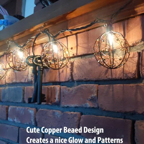 TWINKVILLA Outdoor Decorative Patio String Lights, Beaded Copper Wire Ball Style Lantern Lights, Connectable Weather-Resistant Indoor Outdoor Novelty Whimsical Light for Home Pergola Bedroom Porch Party Backyard - Image 4