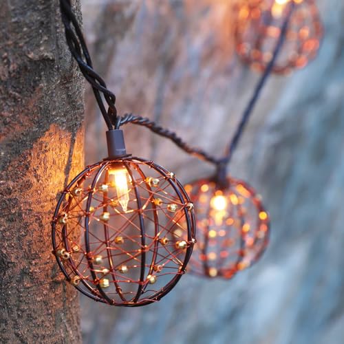 TWINKVILLA Outdoor Decorative Patio String Lights, Beaded Copper Wire Ball Style Lantern Lights, Connectable Weather-Resistant Indoor Outdoor Novelty Whimsical Light for Home Pergola Bedroom Porch Party Backyard - Image 2