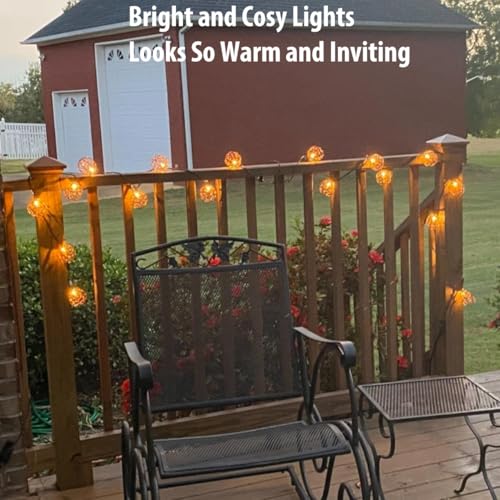 TWINKVILLA Outdoor Decorative Patio String Lights, Beaded Copper Wire Ball Style Lantern Lights, Connectable Weather-Resistant Indoor Outdoor Novelty Whimsical Light for Home Pergola Bedroom Porch Party Backyard - Image 5