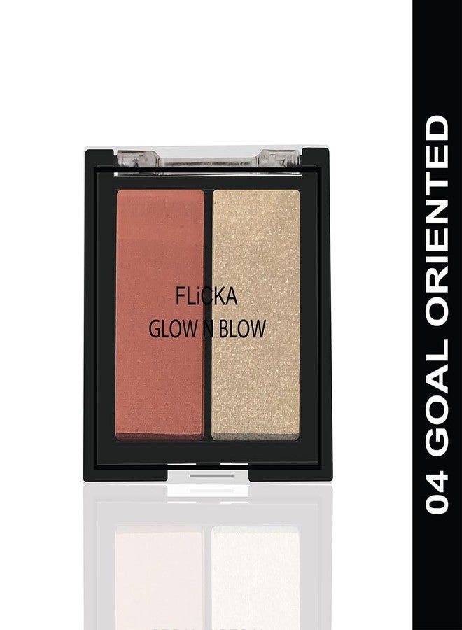 FLiCKA Glow N Blow Blusher And Highlighter Palette For Face Makeup| Long Lasting, Travel Friendly, Highly Pigmented Flawless Look | 04 Goal Oriented - Image 2