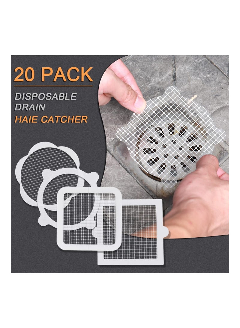 Y&D Bathroom Drain Mesh Cover, Hair Catcher, Anti-clogging Disposable Floor Sticker for Hair, Sewer Kitchen Filter Cover (20pcs)  - Image 2