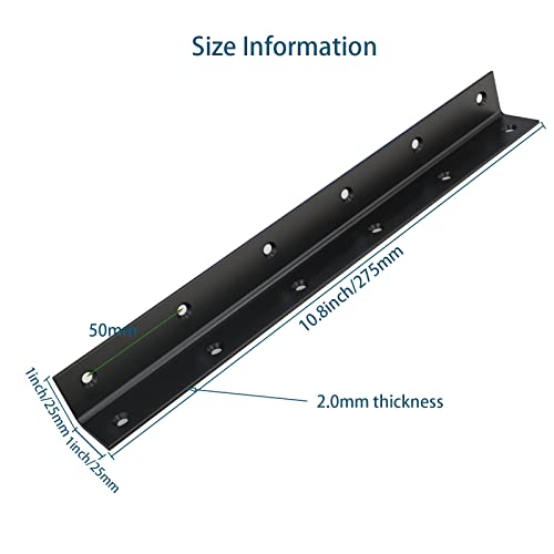 Aufuga L Bracket,Heavy Duty Corner Brace,Stainless Steel Corner Bracket,Black Large Angle Brackets, Metal Braces for Wood Aufuga (4, 11*1*1inch) - Image 4