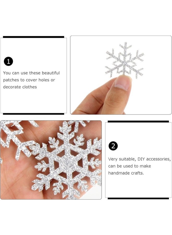 klarako 30Pcs Snowflake Patches Christmas Themed Ironing On Appliques DIY Clothing Appliques Xmas Crafts Decor Sewing Accessories Silver - Image 4