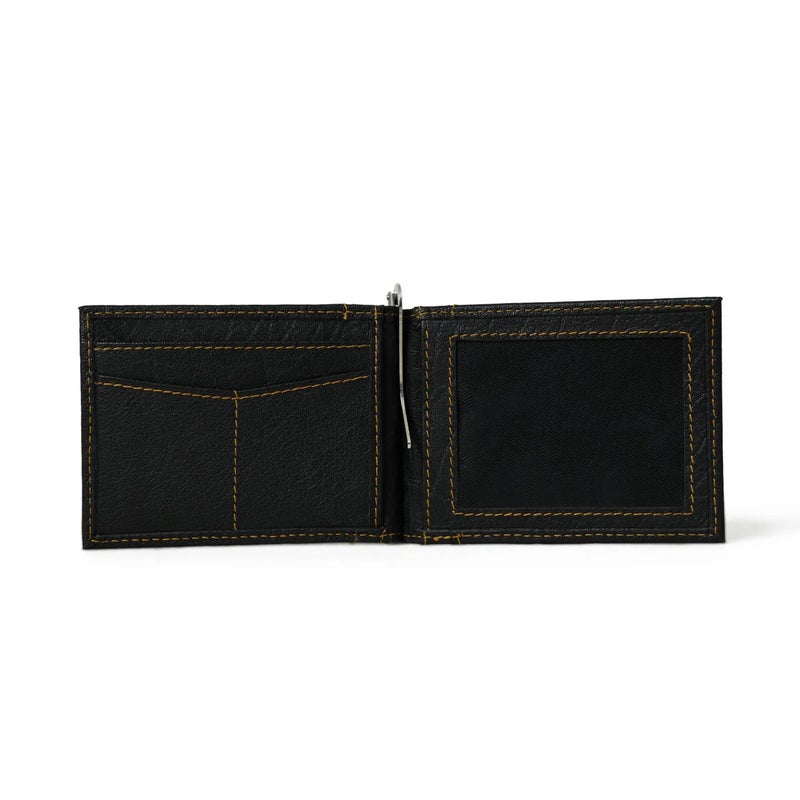 MaheTri Finley Money Clipper | Leather Wallets for Men with Strong Metal Clip | RFID Money Clip Wallet | Men's Front Pocket Minimalist Wallet (Black) - Image 2