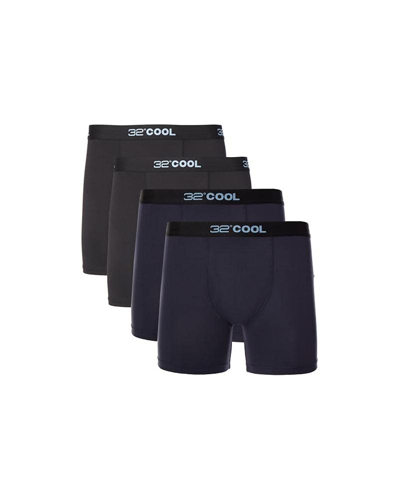 32 Degrees COOL Mens 4-PACK Quick Dry Performance Boxer Brief With Comfort Elastic Waistband, 2 Black/2 Navy, Medium - Image 2