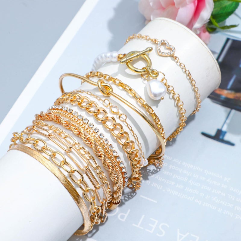 NEWITIN 120 Pieces Gold Jewelry Set for Women Fashion Costume Jewelry Gold Plated Necklace Bracelet Ear Cuff Earrings Set for Women - Image 2