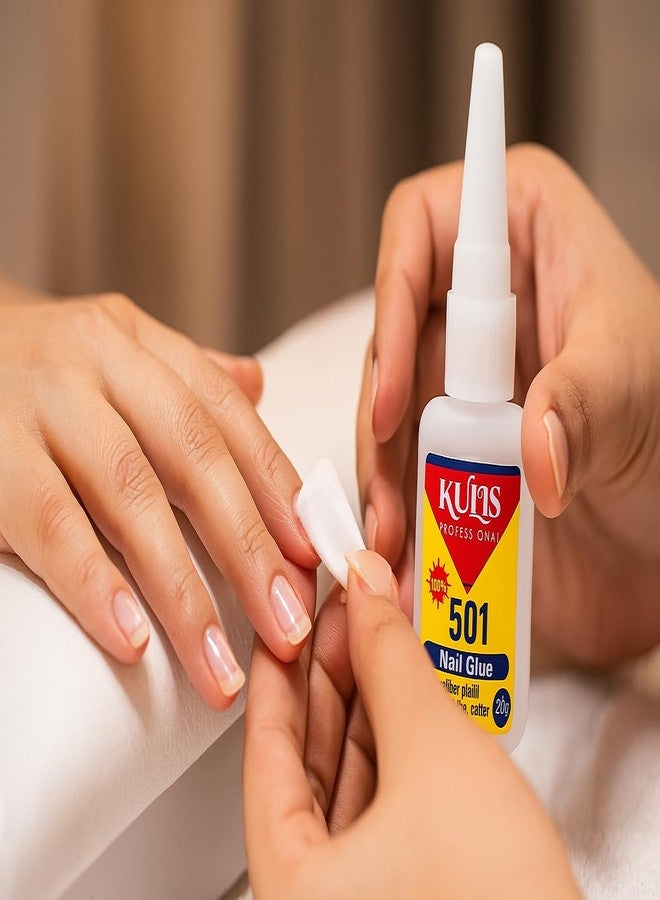 Kulis Professional Strong Nail Glue | 100% Super Glue for Artificial Nail | 501 Rapid Fix Strong Glue | 20gm Bottle - Image 2