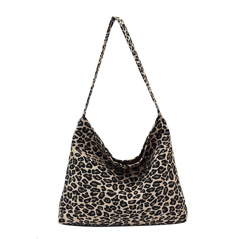 Niche New Style Modern Japanese And Korean Single Shoulder Nylon Bag Women'S Handbag Crossbody Bag Primary School Student Leopard Print Volkswagen Coffee - Image 1