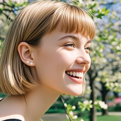 SLUYNZ Solid 925 Sterling Silver Little Daisy Earrings Studs for Women Teen Girls Petite Flowers Studs Earrings (A-Sterling Silver) - Image 3