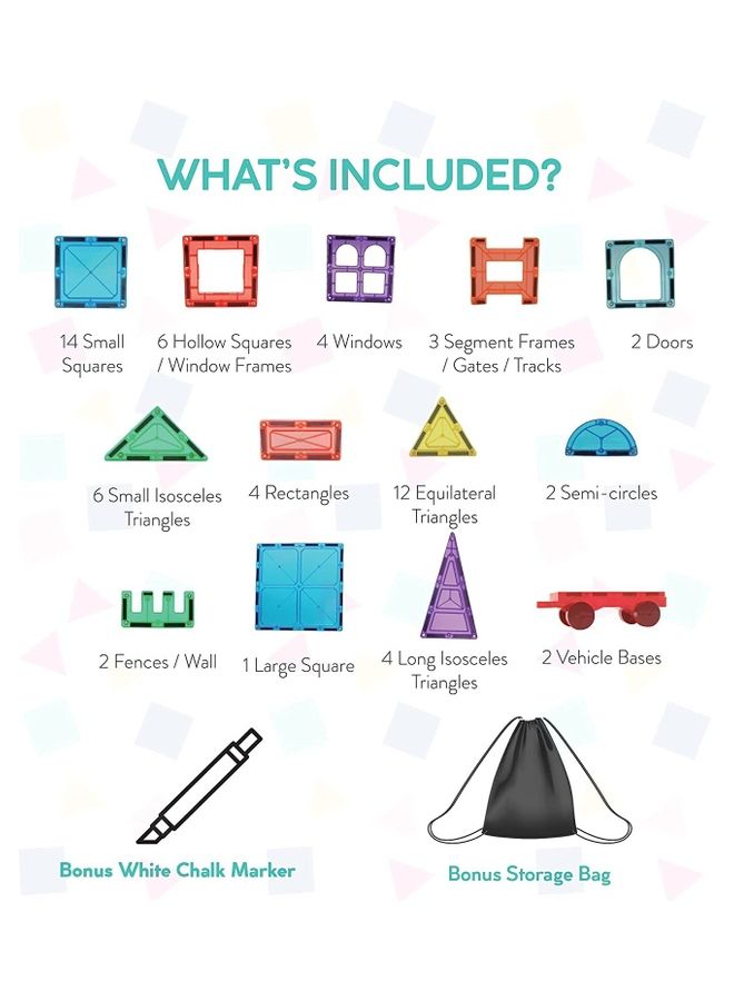 NIBEMINENT 62-Piece Magnetic Tiles Learning Educational Toy 32x25x8cm - Image 3