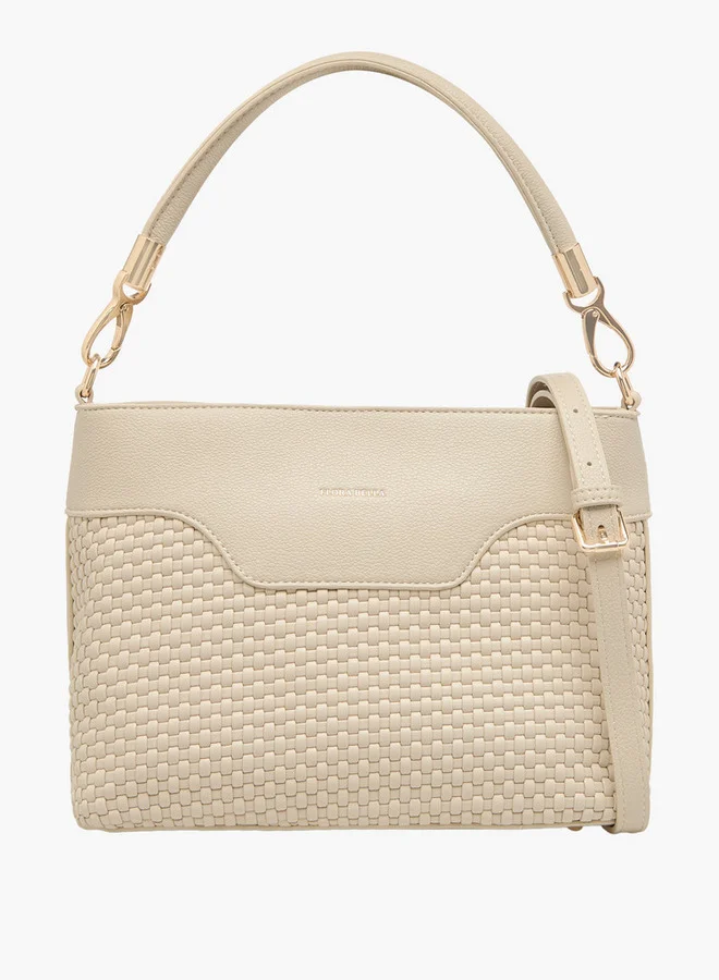 Flora Bella By Shoexpress Textured Crossbody Bag with Zip Closure and Adjustable Strap