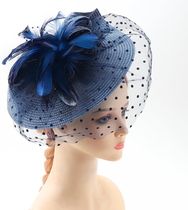DRESHOW Fascinators Hat Flower Mesh Ribbons Feathers on a Headband and a Clip Tea Party Headwear for Girls and Women - Image 2