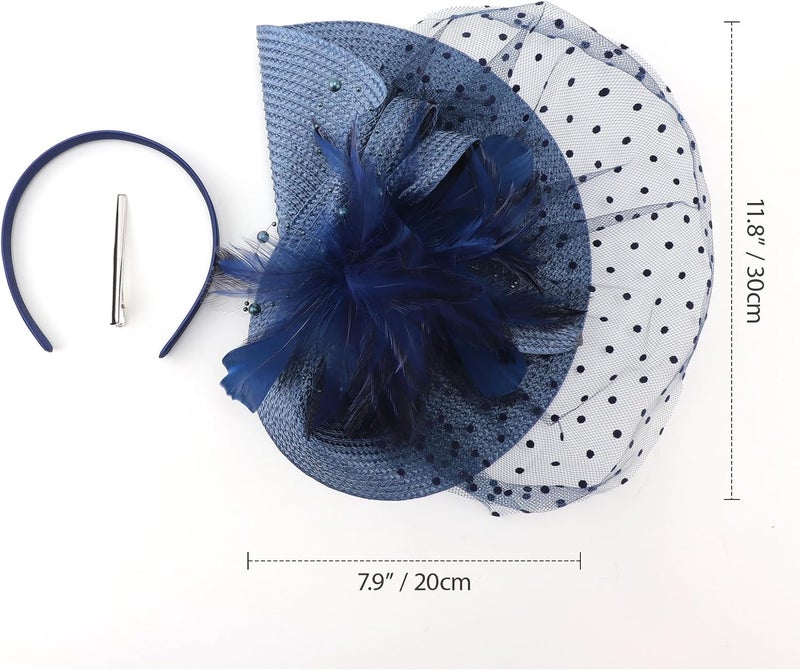 DRESHOW Fascinators Hat Flower Mesh Ribbons Feathers on a Headband and a Clip Tea Party Headwear for Girls and Women - Image 4