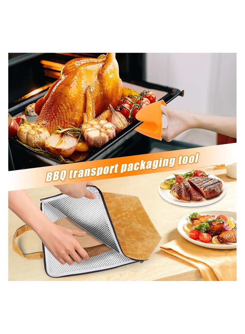 SYOSI BBQ Blanket for Resting Meat, Reusable Meat Insulated Resting Bag with Zipper & Handle and 2 Gloves, Lightweight Foldable Resting Blanket Insulation Meat Bag for Outdoor BBQ Smokers and Grilling - Image 3