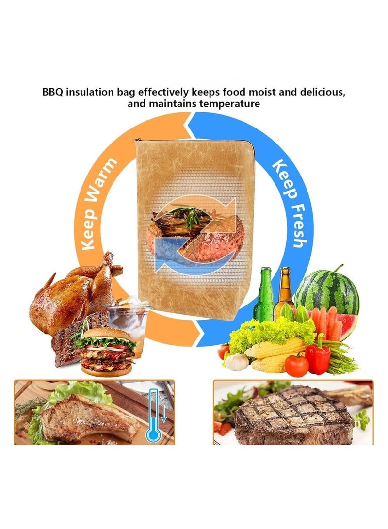 SYOSI BBQ Blanket for Resting Meat, Reusable Meat Insulated Resting Bag with Zipper & Handle and 2 Gloves, Lightweight Foldable Resting Blanket Insulation Meat Bag for Outdoor BBQ Smokers and Grilling - Image 5