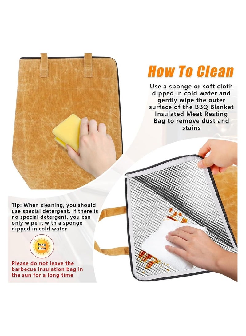 SYOSI BBQ Blanket for Resting Meat, Reusable Meat Insulated Resting Bag with Zipper & Handle and 2 Gloves, Lightweight Foldable Resting Blanket Insulation Meat Bag for Outdoor BBQ Smokers and Grilling - Image 4