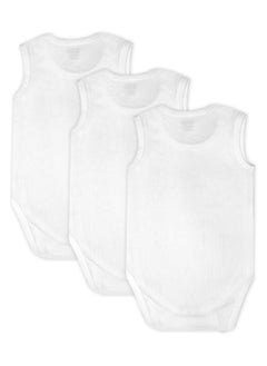 Babies Basic BabiesBasic Super Combed Cotton, Sleeveless Printed Bodysuit, for New Born to 24months. Set of 3, White  - Image 5