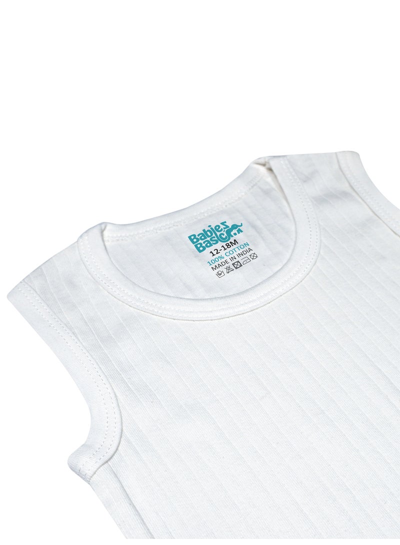 Babies Basic BabiesBasic Super Combed Cotton, Sleeveless Printed Bodysuit, for New Born to 24months. Set of 3, White - Image 5