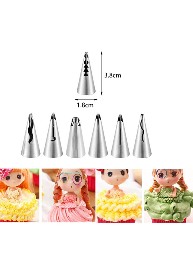 Stainless Steel Piping Nozzle 7 Piece Set Barbie Doll Skirt Skirt Piping Nozzle Set Baking Tools-Specifications:7 Pack (304 Material) - Image 5