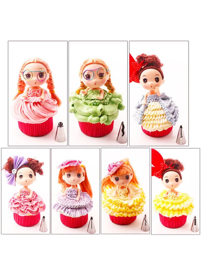Stainless Steel Piping Nozzle 7 Piece Set Barbie Doll Skirt Skirt Piping Nozzle Set Baking Tools-Specifications:7 Pack (304 Material) - Image 3
