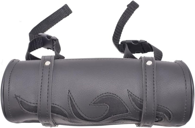 GARGOYLE BELLS Motorcycle Tool Bag with Flames - Universal Handlebar Fork Bag (Black, 12") - Image 4