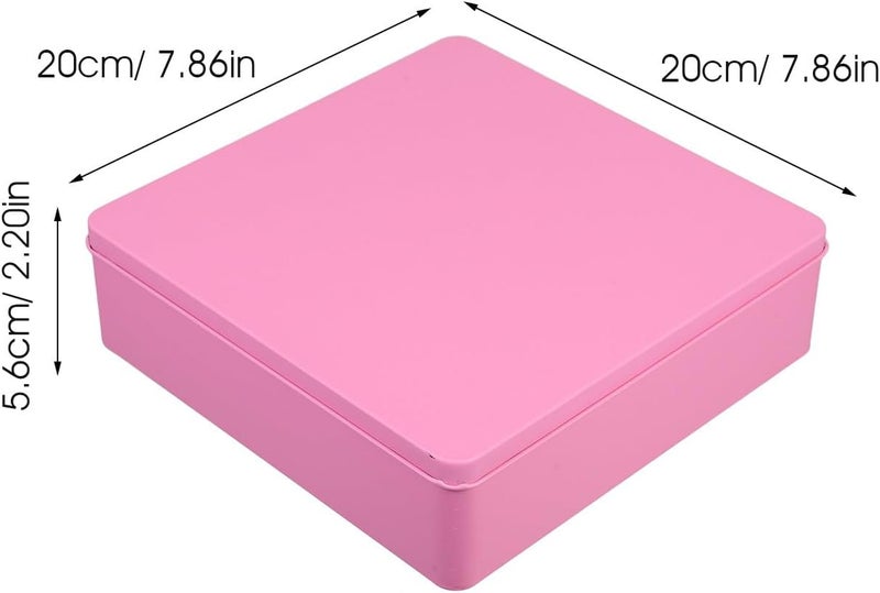 TOYANDONA Large Pink Tinplate Storage Box with Lid, Decorative Metal Cookie Tin for Kitchen Organization and Home Storage, Oversized Metal Container for Snacks and Packaging - Image 2