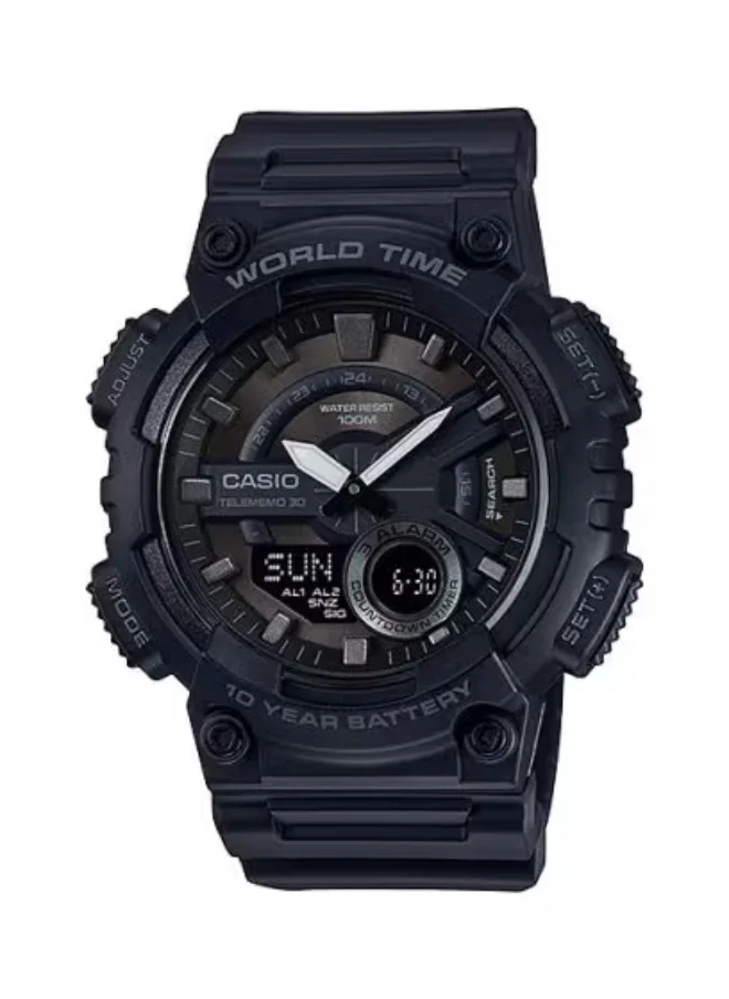 كاسيو Men's Analog-Digital Display Watch With Black Resin Strap - AEQ-110W-1B
