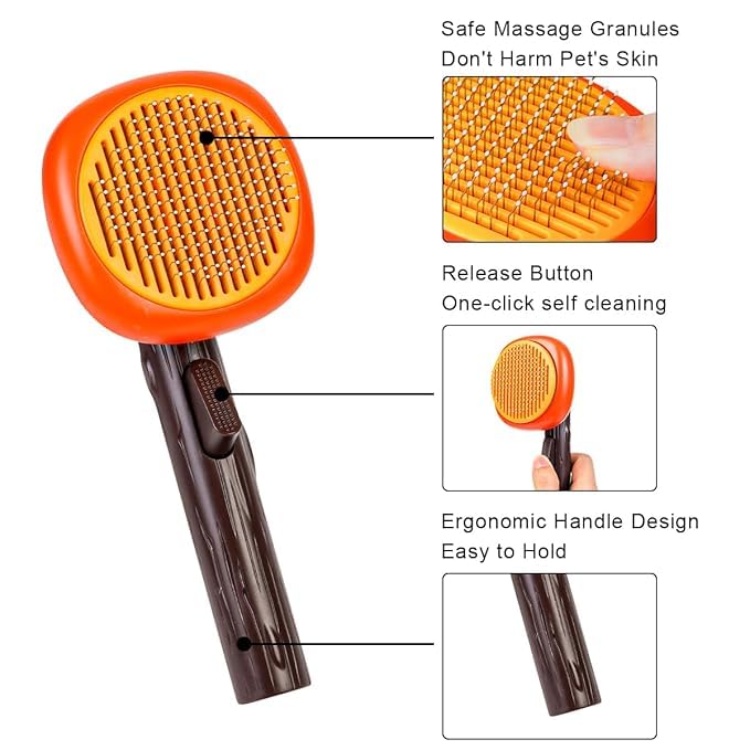 CREDLY Pet Hair Cleaner Brush, Pet Grooming Cat and Dog Brush, Magic Pet Comb, Self Cleaning Massage Brush, Cat Grooming Brush, Cat Shedding Brush, Cat Brush for Long Short Hair - Image 4