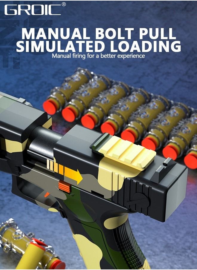 Soft Bullet Toy Guns, Glock Continuous Shell Throwing Soft Gun Toy, Toy Foam Blasting Gun, Shooting Games Machine Gun Toys Pistol Toys for Kids Soft Bullet Gun with Eva Soft Bullet