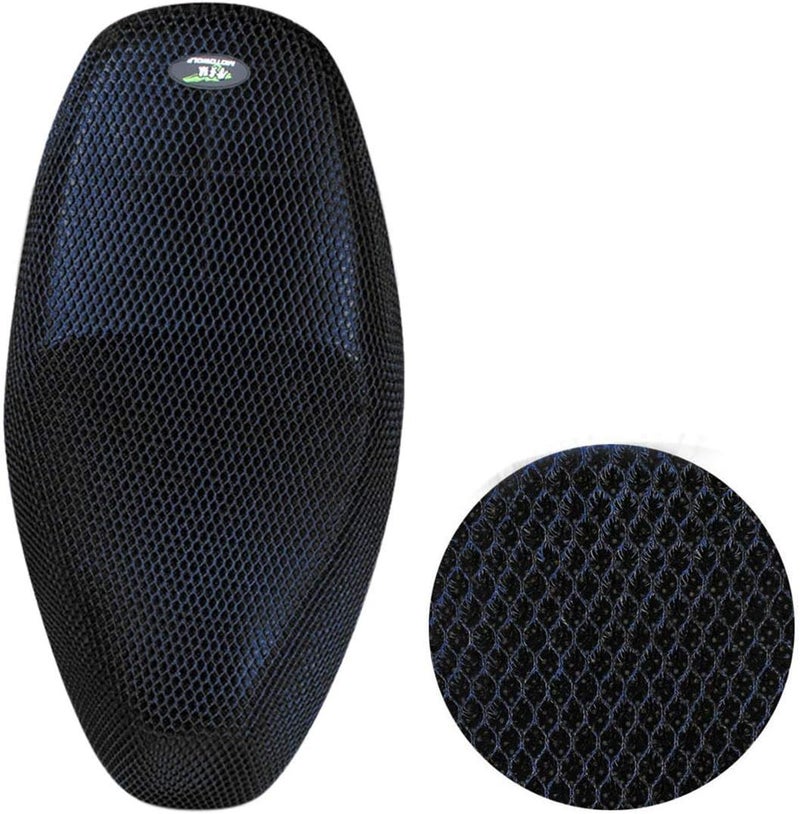 AUTUT Motorcycle Scooter Moped Seat Cover Anti-Slip Cushion 3D Spacer Mesh Fabric (Size L, Blue Black) - Image 2