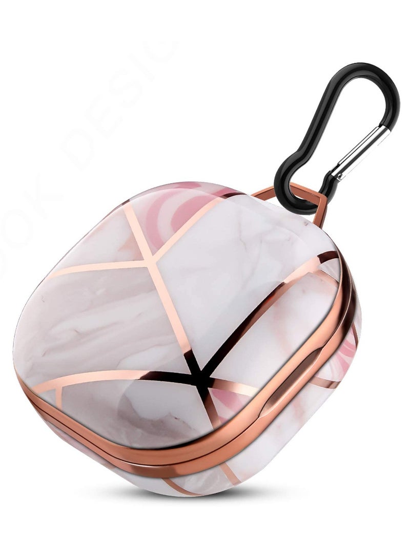 Phone Box for Galaxy Buds 2 / Buds Pro/Buds Live Wireless Bluetooth Headset Case IMD Headset Case PC Gold Plated Hard Case (Pink Marble) - Image 1