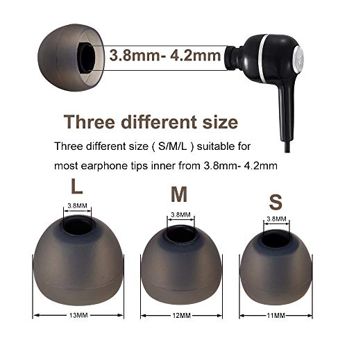 brandless Earbud Tips Soft Silicone Earbuds Replacement Tips Fit for in-Ear Headphones(Inner Hole from 3.8mm -4.2mm Earphones) 9 Pairs S/M/L,Black - Image 3