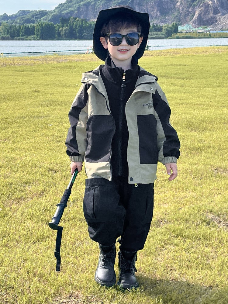Boys' Jacket Three-In-One Children'S Outdoor Three-Proof Workwear Windbreaker Fashionable - Image 3