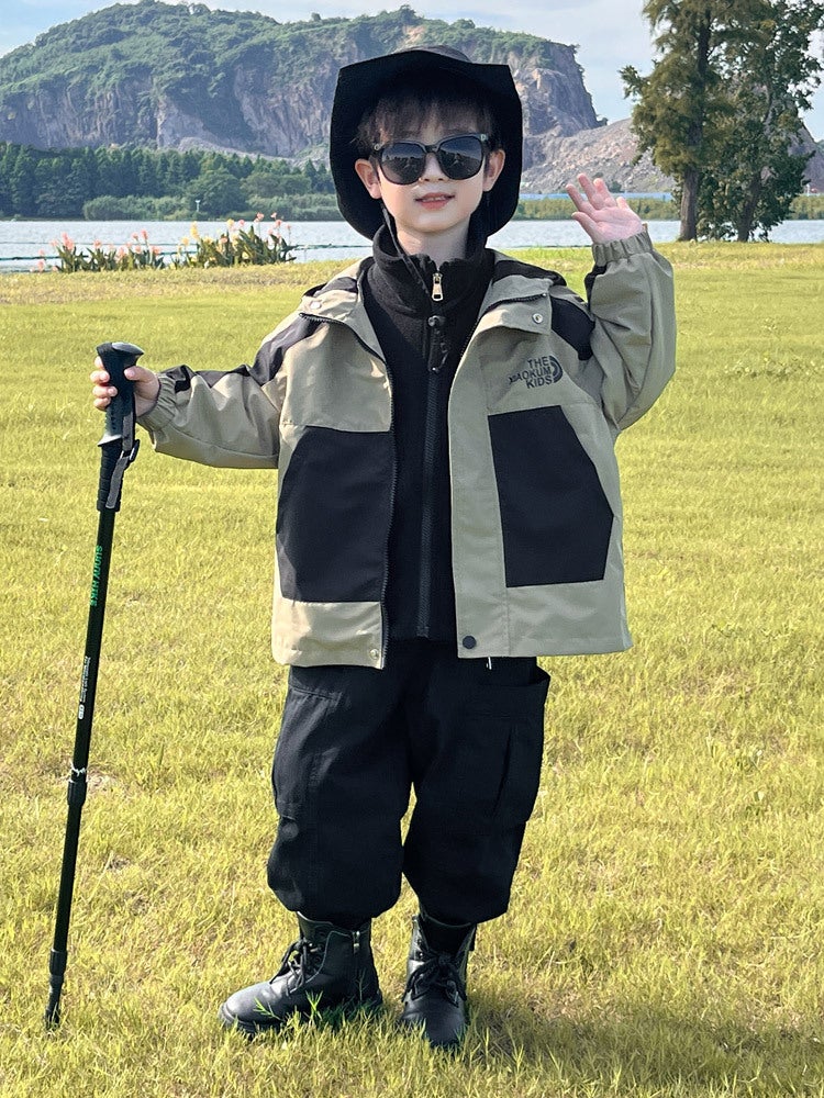 Boys' Jacket Three-In-One Children'S Outdoor Three-Proof Workwear Windbreaker Fashionable - Image 2