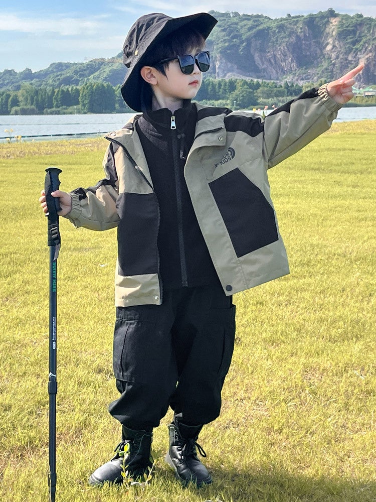 Boys' Jacket Three-In-One Children'S Outdoor Three-Proof Workwear Windbreaker Fashionable - Image 4
