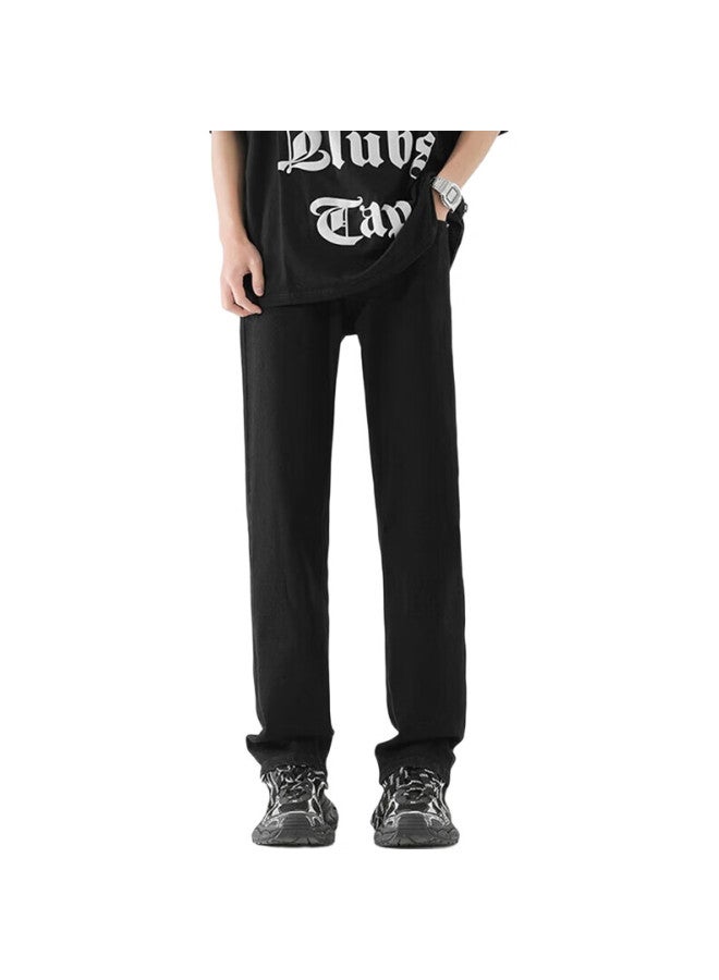 Homlean American-Style Jeans For Men, Autumn And Winter, Niche High Street Straight-Leg Slim Fit Heightening Trousers, 22K6294-1, Black, 2Xl - Image 1
