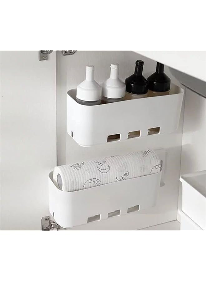 Raxoom Organizer, Wall Mount Adhesive Plastic Storage Caddy Holder for Phone Glasses Bottle Office Supplies in Dorm Room Bathroom Camper Rv - White  - Image 3