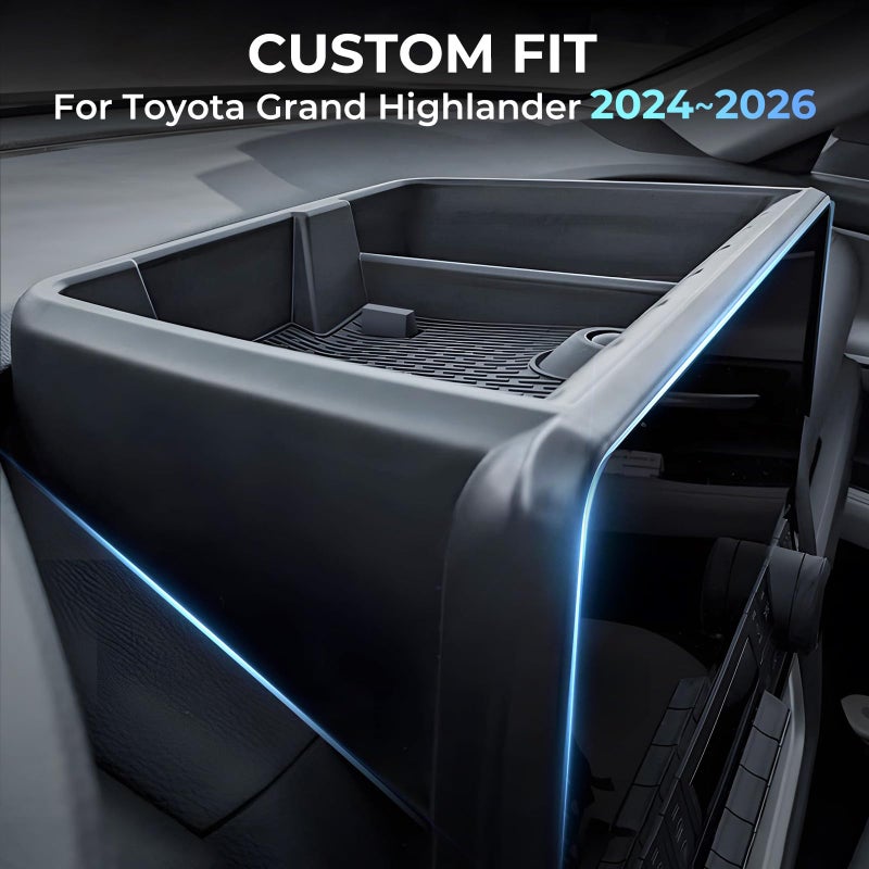 Katorn Dashboard Behind Screen Storage Box for Toyota Grand Highlander 2024 2025 2026, Interior Accessories Center Console Organizer Tray for 24 25 26 Grand Highlander, Black - Image 2