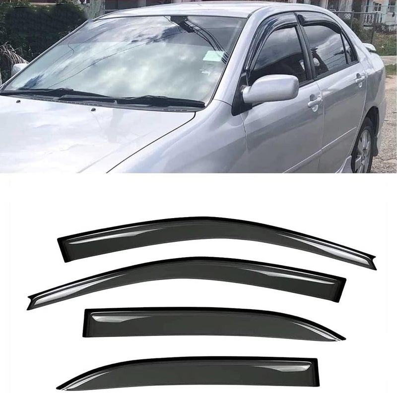 Kucaruce Sun Rain Guards Window Wind Deflector - 4pcs Dark Smoke Visor for 2003-2008 Toyota Corolla - Image 1