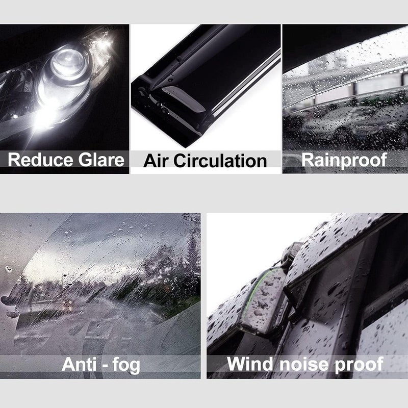 Kucaruce Sun Rain Guards Window Wind Deflector - 4pcs Dark Smoke Visor for 2003-2008 Toyota Corolla - Image 3