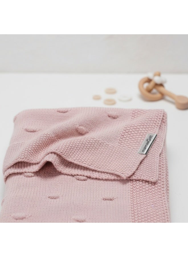Mamas Gift Pink Knitted Blanket Baby Blanket Knitted with Knot; We Take Pride in Creating Beautifully Designed Products with Gorgeous Colours and Patterns That Both Parents and Children Will Love. - Image 1