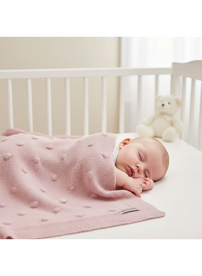 Mamas Gift Pink Knitted Blanket Baby Blanket Knitted with Knot; We Take Pride in Creating Beautifully Designed Products with Gorgeous Colours and Patterns That Both Parents and Children Will Love. - Image 2