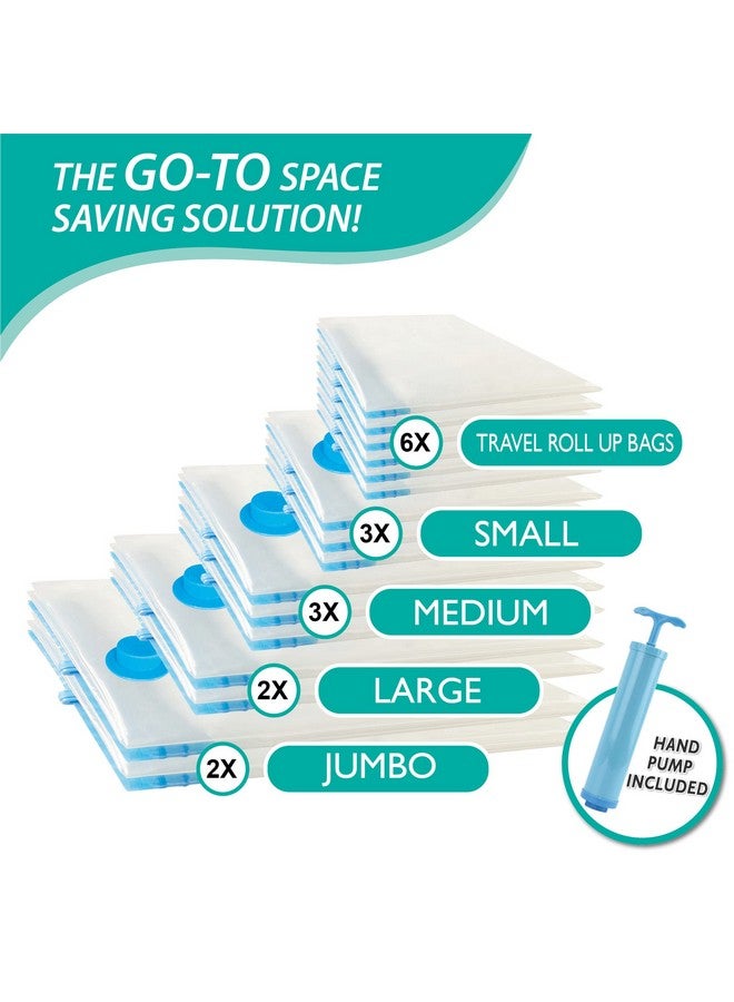 Cozy Essential 16 Pack Vacuum Storage Bags, Space Saver Bags (2Jumbo/2Large/3Medium/3Small/6Roll) Compression Storage Bags for Comforters and Blankets, Vacuum Sealer Bags for Clothes Storage, Hand Pump Included - Image 4