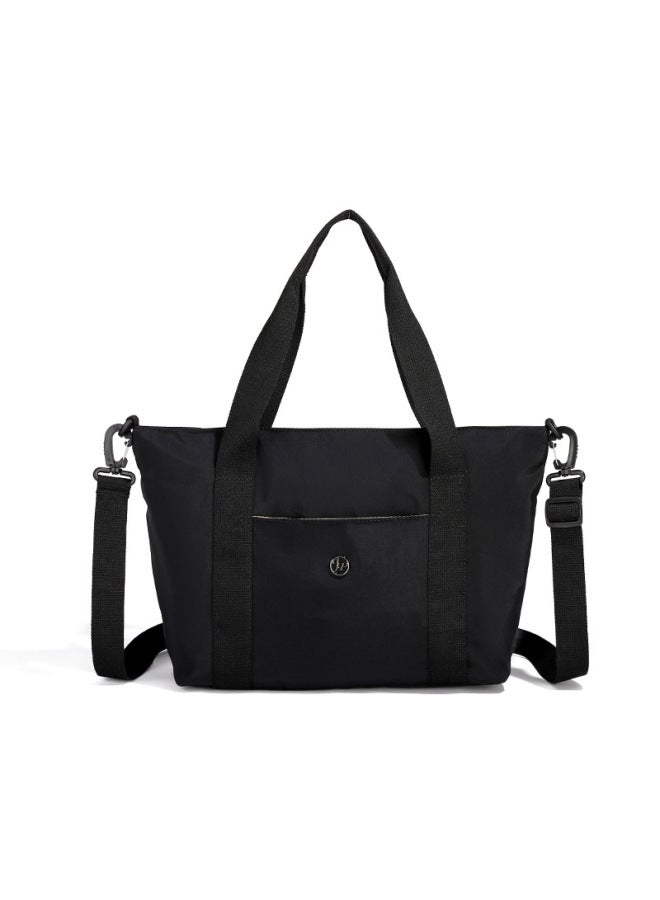 Multifunctional Shoulder Bag Women's Lightweight Work Commuter Tote Bag OxFord Cloth Travel Bag Luggage Storage Bag Printed Logo-Color:Black  - Image 1