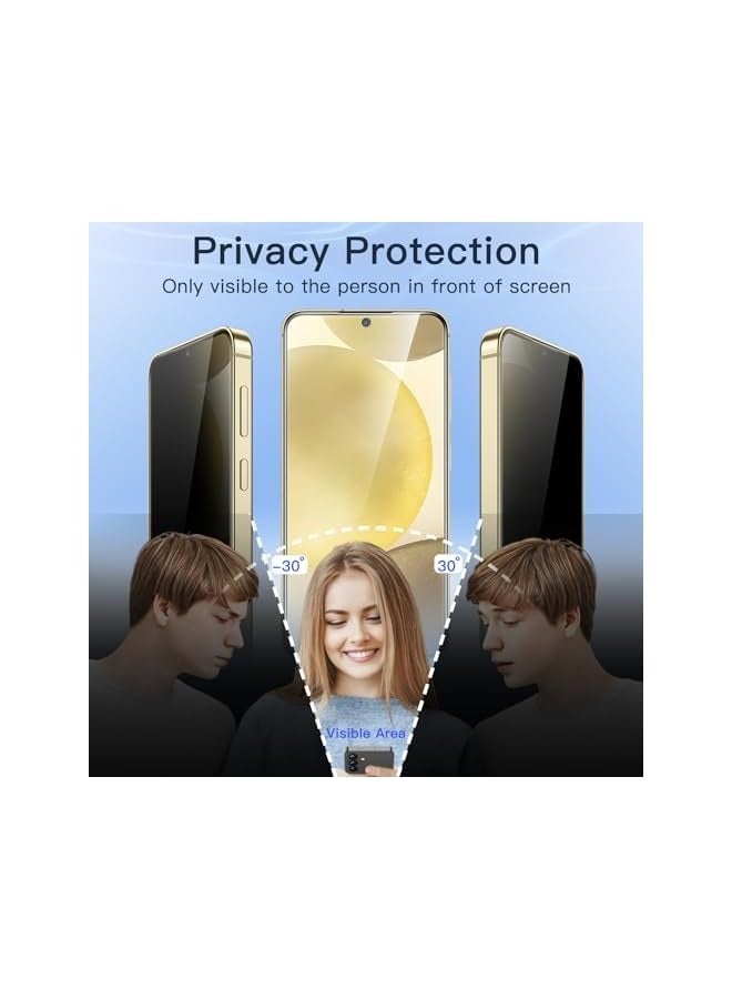 Jetech Privacy Screen Protector for Galaxy S24 5G 6.2-Inch, Anti-Spy Tempered Glass Film, Fingerprint ID Compatible, 2-Pack - Image 3