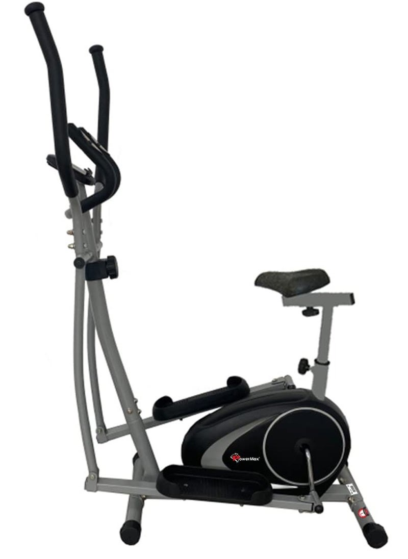 PowerMax Fitness Fitness Eh-260S Elliptical Cross Trainer For Home Gym Workout Machine[Adjustable Seat, Lcd Display, Hand Pulse Sensor, Anti Slip Pedal & 8 Level Resistance, Flywheel: 5Kg] For Cardio Training  - Image 1